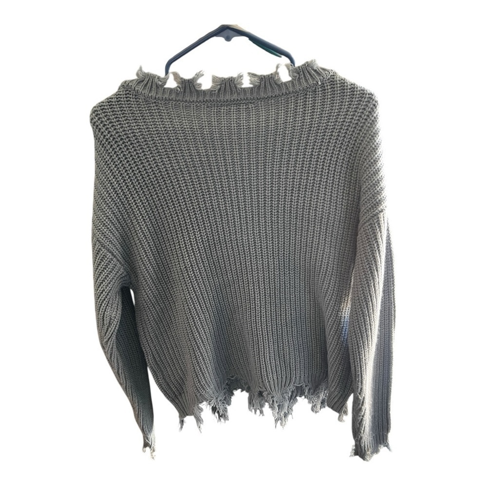 Derek Heart Distressed Blue Sweater - Picture 3 of 4